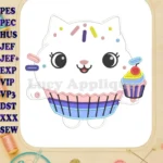 Gabby's Dollhouse Movie Cakey Cat Cupcake Applique Embroidery Designs - Instant Download