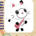 Gabby's Dollhouse The Movie Pandy Paws with Glasses Applique embroidery designs - Instant Download