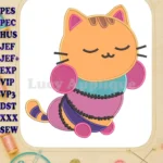 Cute Sleeping Pillow Cat Applique Embroidery Designs from Gabby's Dollhouse - Instant Download
