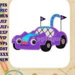 Gabby's Dollhouse The Movie Purple Cat Car Applique Embroidery Designs - Instant Download