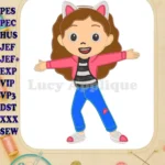 Gabby's Dollhouse Movie Applique Embroidery Designs - Smiling Gabby Cat Ears - Instant Download