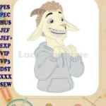 Happy Smiling Cartoon Goat Wearing Hoodie Applique Embroidery Designs - Instant Download