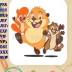 Happy Hoppers friends adorable applique cartoon woodland animals embroidery designs - Instant Download