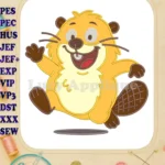 Happy Hoppers beaver jumping smiling applique embroidery designs - Instant Download