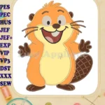 Happy Hoppers Beaver Applique Embroidery Designs for Kids - Instant Download
