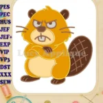 Cartoon Angry Hoppers Beaver with Crossed Arms Applique embroidery designs - Instant Download