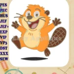 Happy Hoppers Beaver Applique Embroidery Designs for Kids - Instant Download