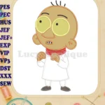 Masameer Junior character with yellow glasses Applique embroidery designs - Instant Download