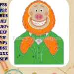 Missing Link Mr. Link smiling applique embroidery designs green suit - Instant Download