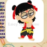 Grumpy Ne Zha 2 Applique Child Character Embroidery Designs - Instant Download