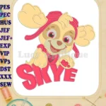 Happy Skye Paw Patrol Dino Movie Applique Embroidery Designs - Instant Download