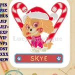 Christmas Paw Patrol Skye Santa Hat Candy Canes applique embroidery designs - Instant Download