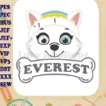 Smiling Everest Paw Patrol Dino Movie Applique Embroidery Designs - Instant Download