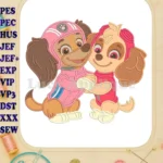 Adorable Paw Patrol Dino Movie Skye duo applique embroidery designs - Instant Download