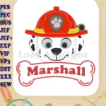 Paw Patrol Marshall Dino Movie Fire Dog Applique Embroidery Designs - Instant Download