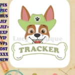 Paw Patrol Dino Movie Tracker Applique embroidery designs with bone - Instant Download
