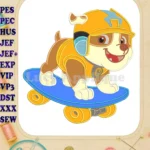 Rubble Paw Patrol Dino Movie Applique Embroidery Designs Skateboarding - Instant Download