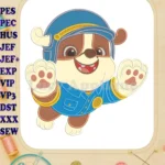 Happy Rubble Paw Patrol Dino Movie Applique embroidery designs - Instant Download