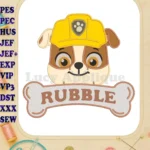 Rubble Paw Patrol The Dino Movie with bone applique embroidery designs - Instant Download