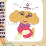 Skye Paw Patrol Dino Movie Cowgirl Applique embroidery designs - Instant Download