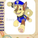 Adventurous Chase Paw Patrol Dino Movie applique embroidery designs with gadgets - Instant Download