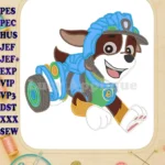 Paw Patrol Dino Movie Rocky in Blue Gear embroidery designs - Instant Download