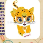 Paw Patrol Wild Cat Applique embroidery designs, fierce armored jungle cat - Instant Download