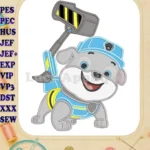 Paw Patrol The Dino Movie Rubble Applique embroidery designs - Instant Download