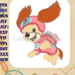 Skye Paw Patrol Dino Movie flying applique embroidery designs - Instant Download