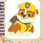 Paw Patrol Rubble Applique embroidery designs happy construction dog - Instant Download