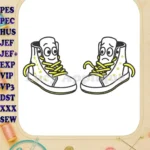 Whimsical Sneaks Applique Embroidery Designs with Happy and Sad Faces - Instant Download