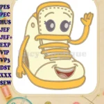 Friendly Waving Sneaks Character Applique Embroidery Designs for Kids - Instant Download