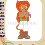 The Legendaries Lion Applique embroidery designs featuring mythical orange-haired character - Instant Download