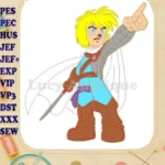 The Legendaries Blonde Hero Warrior Applique Embroidery Designs with Sword - Instant Download