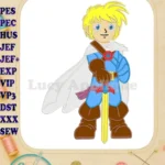 The Legendaries Young Hero with Sword Applique Embroidery Designs - Instant Download