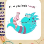 Cheerful Pout-Pout Fish and Pink Worm Applique Embroidery Designs - Instant Download