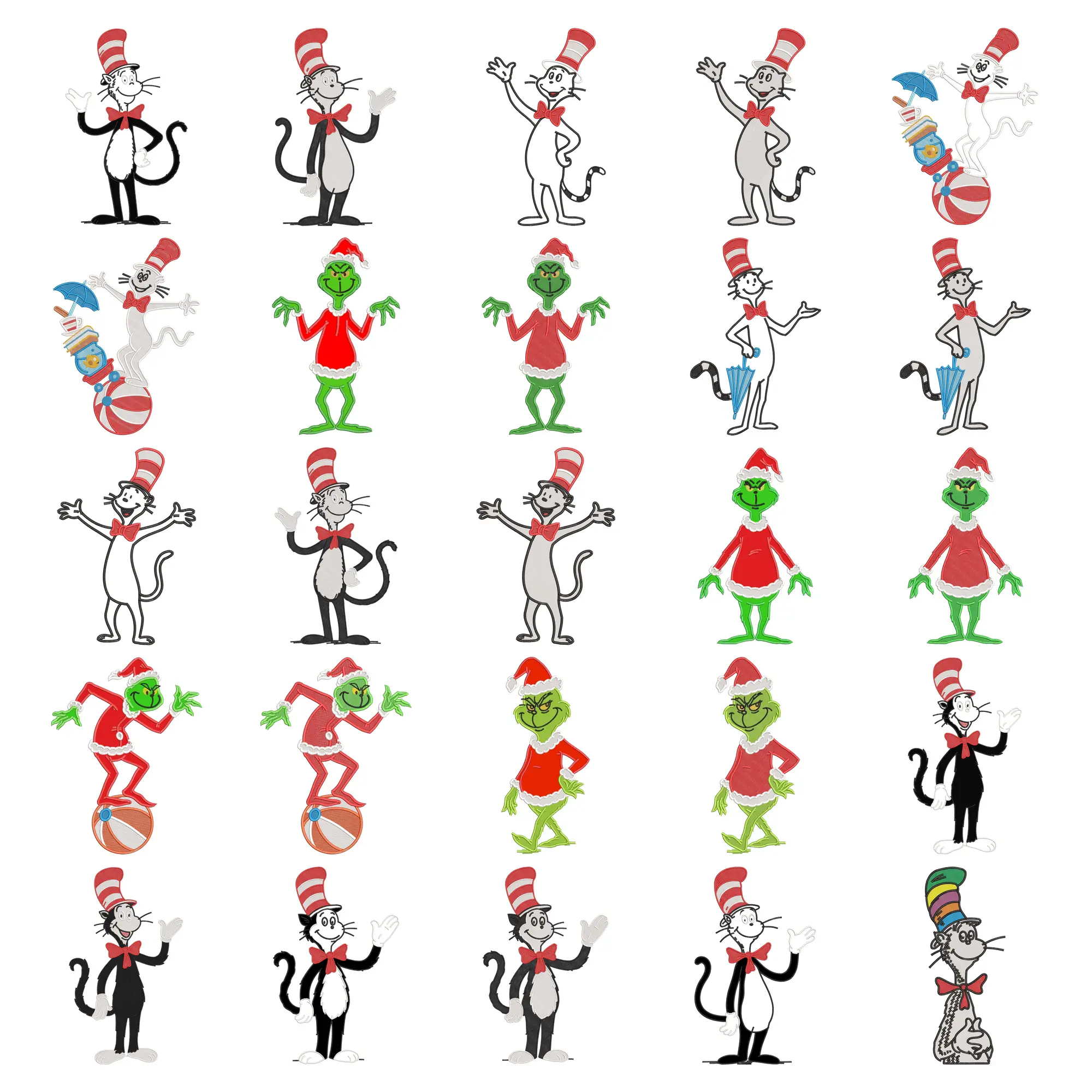 162 Fun Dr. Seuss Applique and Embroidery Designs Mega Bundle - Instant Download - Image 2