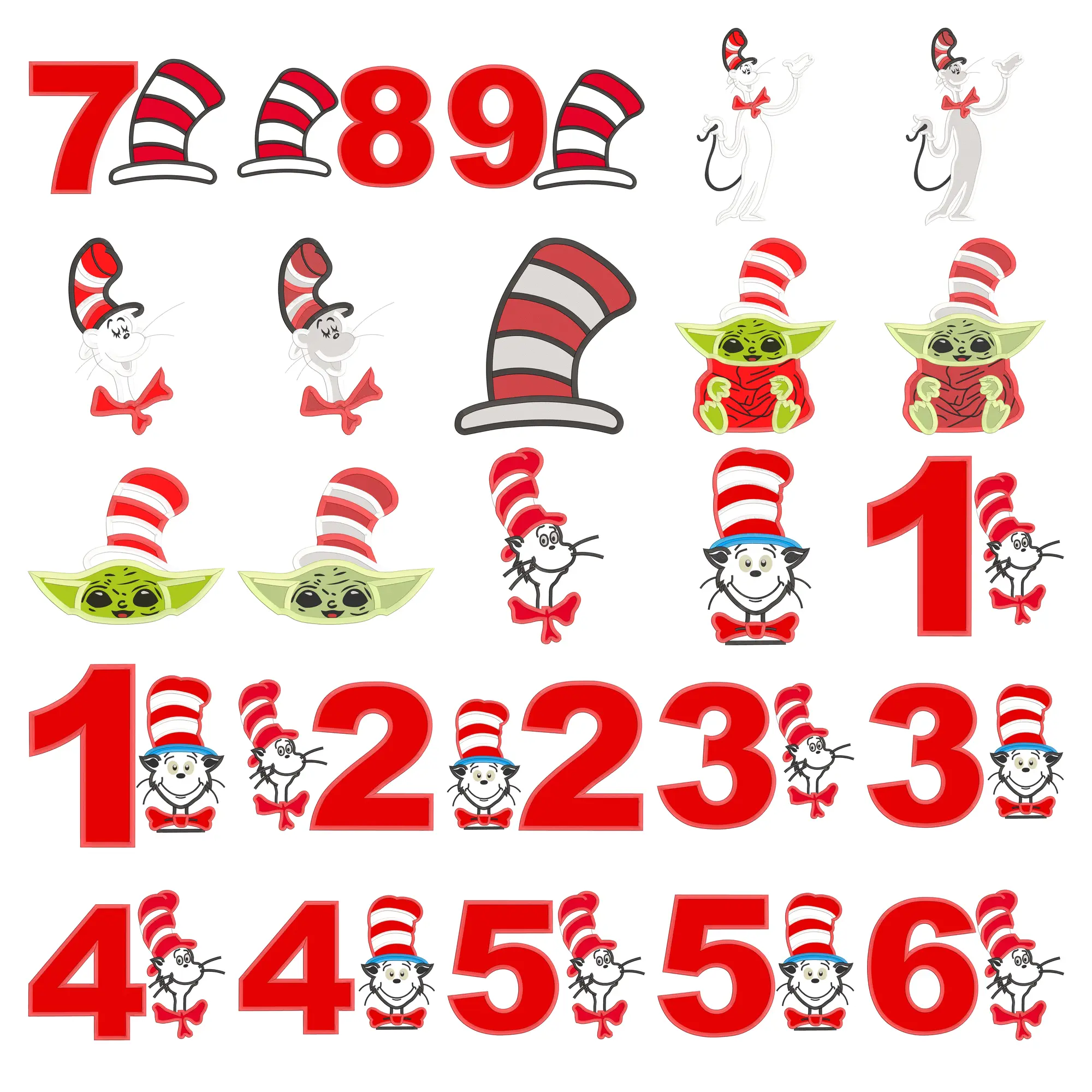 162 Fun Dr. Seuss Applique and Embroidery Designs Mega Bundle - Instant Download - Image 5