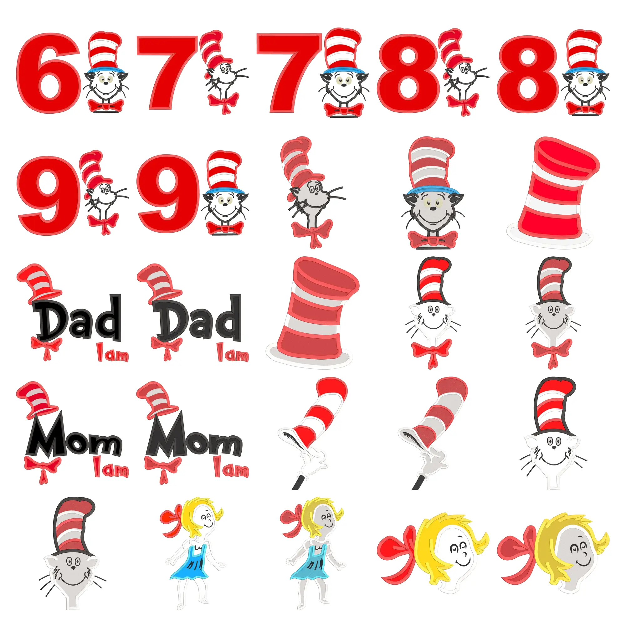 162 Fun Dr. Seuss Applique and Embroidery Designs Mega Bundle - Instant Download - Image 6