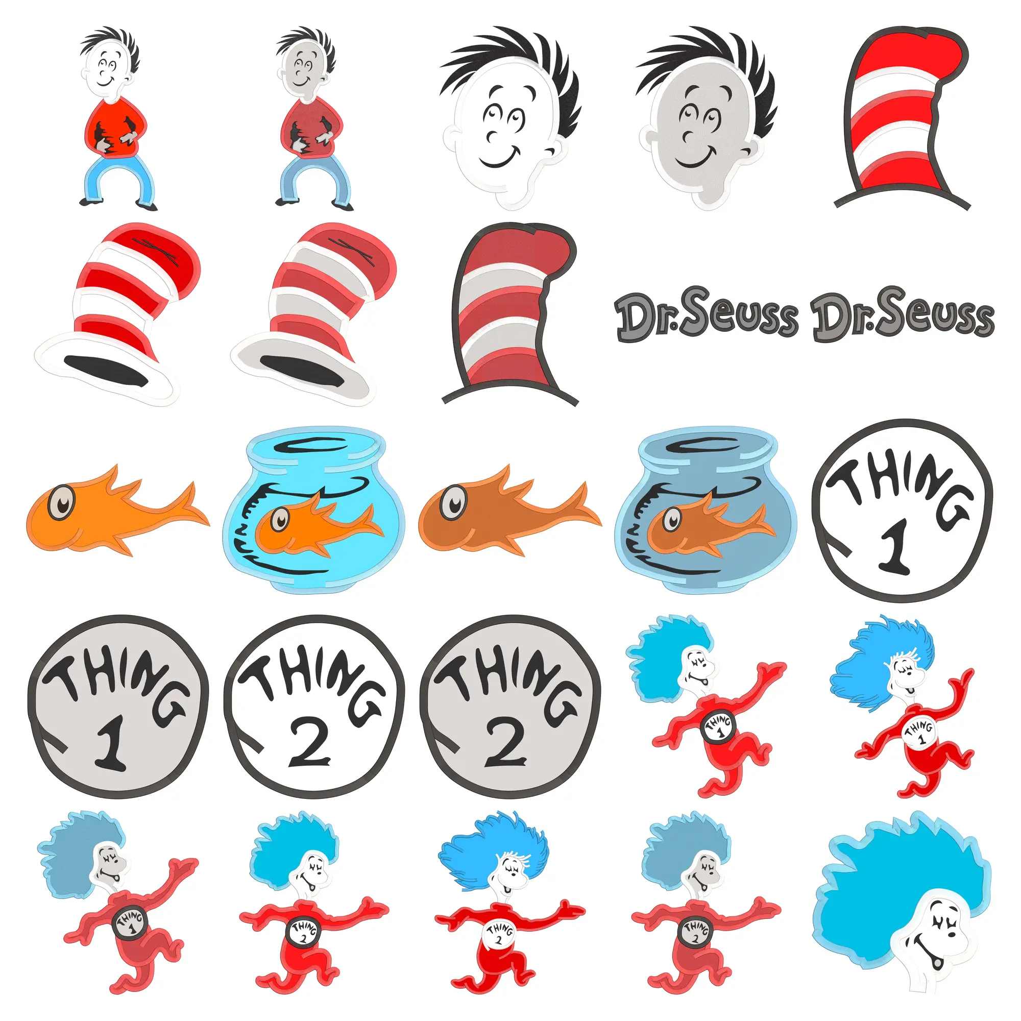 162 Fun Dr. Seuss Applique and Embroidery Designs Mega Bundle - Instant Download - Image 7