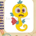 Sad Pout-Pout Fish yellow applique embroidery designs for children's projects - Instant Download