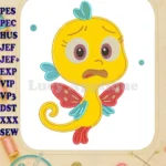 Scared Yellow Pout-Pout Fish Applique Embroidery Designs for Kids - Instant Download
