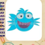 Happy Blue Pout-Pout Fish Applique embroidery designs for children - Instant Download