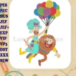 The Twits Flying with Balloons Applique Embroidery Designs - Instant Download